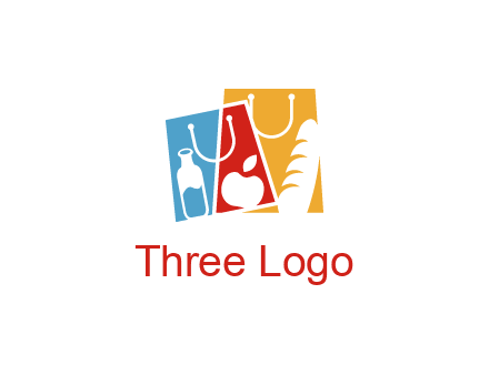 abstract shopping bags with groceries logo
