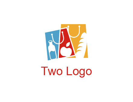 abstract shopping bags with groceries logo