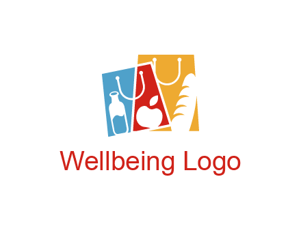 abstract shopping bags with groceries logo