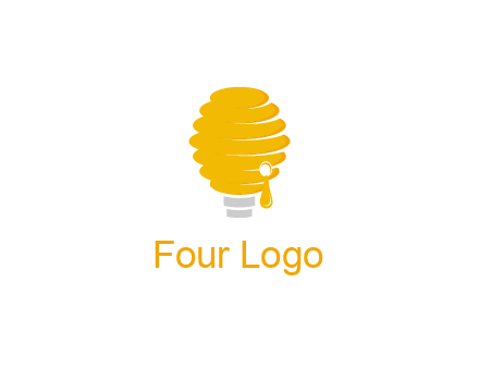 light bulb shaped like a beehive logo