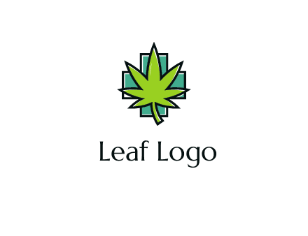 marijuana leaf over a cross o addition sign logo