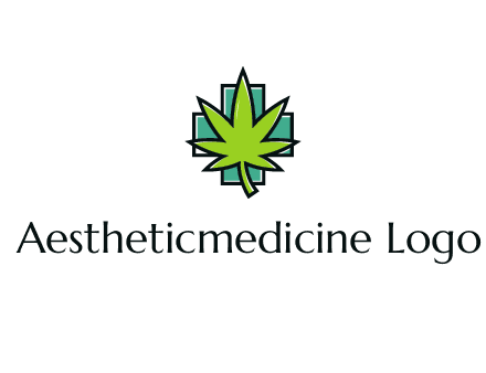 marijuana leaf over a cross o addition sign logo
