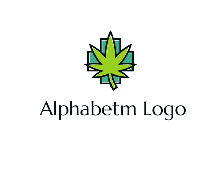 marijuana leaf over a cross o addition sign logo