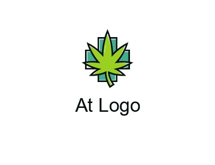 marijuana leaf over a cross o addition sign logo