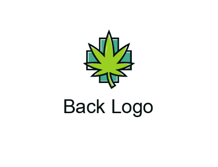 marijuana leaf over a cross o addition sign logo
