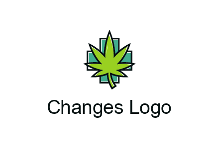 marijuana leaf over a cross o addition sign logo