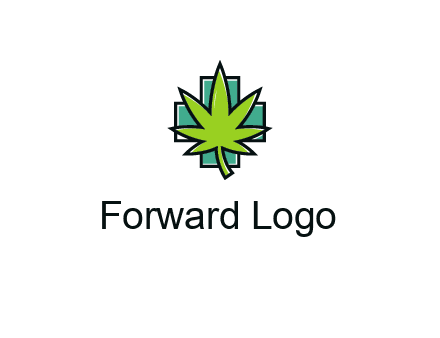 marijuana leaf over a cross o addition sign logo