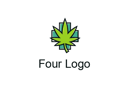 marijuana leaf over a cross o addition sign logo