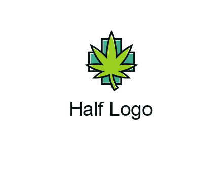 marijuana leaf over a cross o addition sign logo