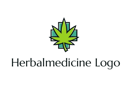 marijuana leaf over a cross o addition sign logo