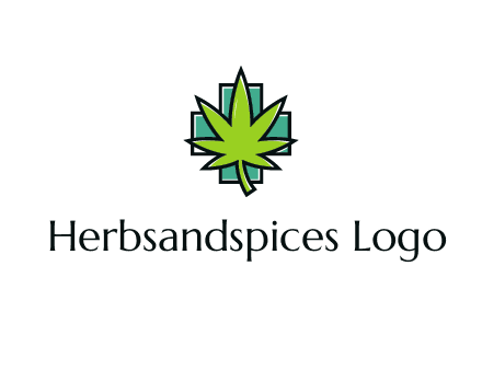 marijuana leaf over a cross o addition sign logo