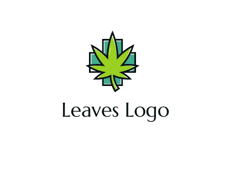 marijuana leaf over a cross o addition sign logo