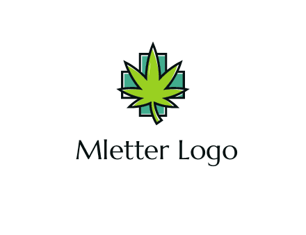 marijuana leaf over a cross o addition sign logo