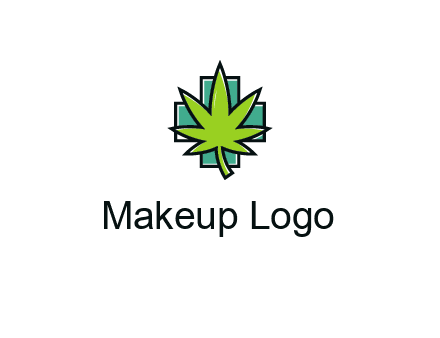marijuana leaf over a cross o addition sign logo