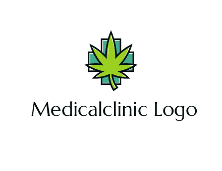 marijuana leaf over a cross o addition sign logo