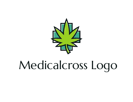 marijuana leaf over a cross o addition sign logo
