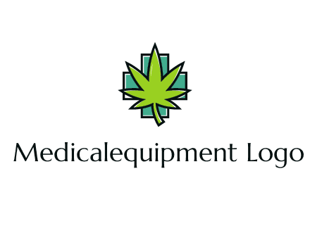marijuana leaf over a cross o addition sign logo