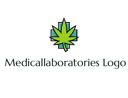 marijuana leaf over a cross o addition sign logo