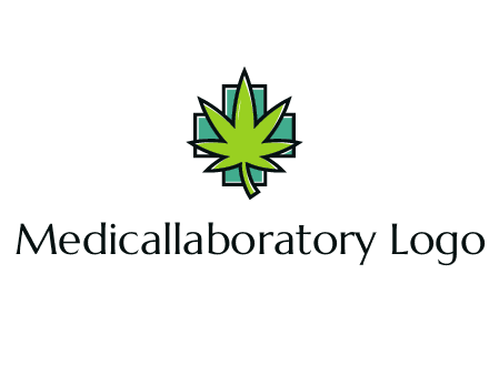 marijuana leaf over a cross o addition sign logo