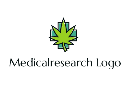 marijuana leaf over a cross o addition sign logo