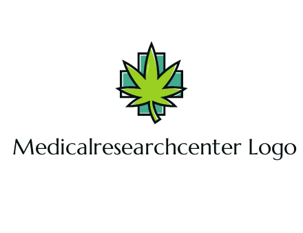 marijuana leaf over a cross o addition sign logo