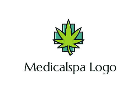 marijuana leaf over a cross o addition sign logo