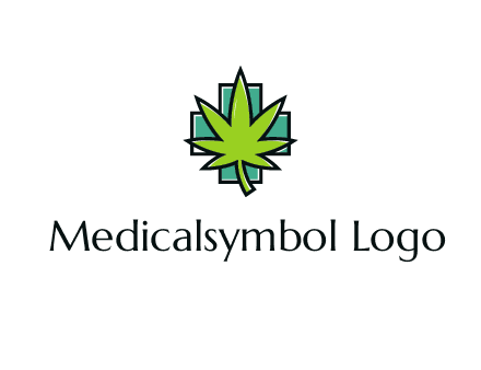 marijuana leaf over a cross o addition sign logo