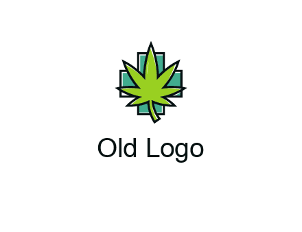 marijuana leaf over a cross o addition sign logo