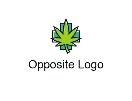 marijuana leaf over a cross o addition sign logo