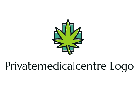 marijuana leaf over a cross o addition sign logo