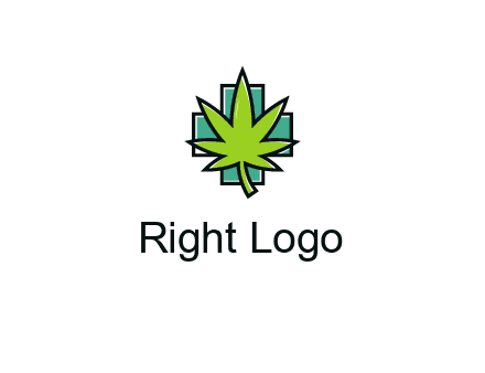 marijuana leaf over a cross o addition sign logo