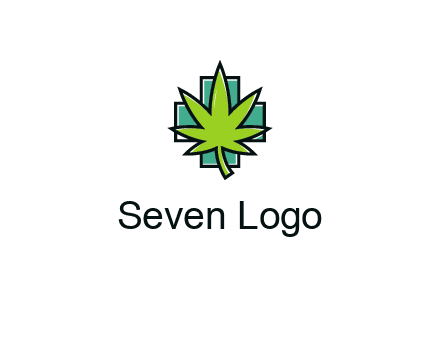 marijuana leaf over a cross o addition sign logo