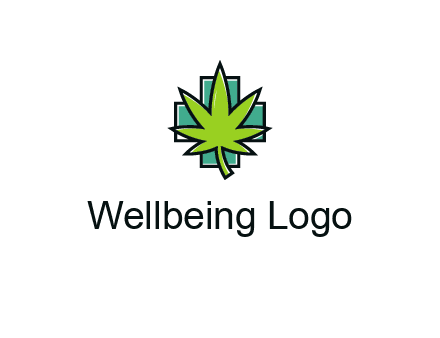 marijuana leaf over a cross o addition sign logo