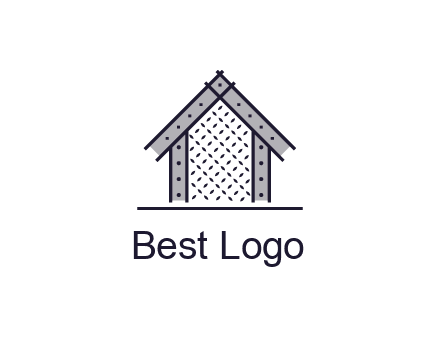 construction logo with simple clothing patterns on a house