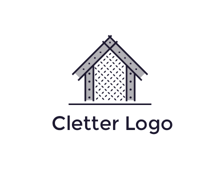 construction logo with simple clothing patterns on a house
