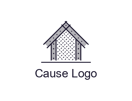 construction logo with simple clothing patterns on a house