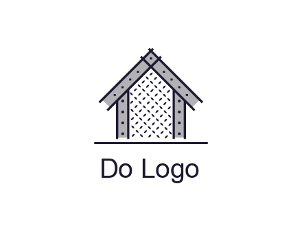 construction logo with simple clothing patterns on a house