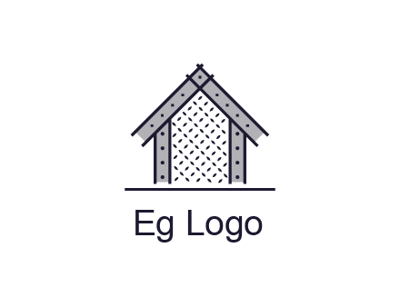 construction logo with simple clothing patterns on a house