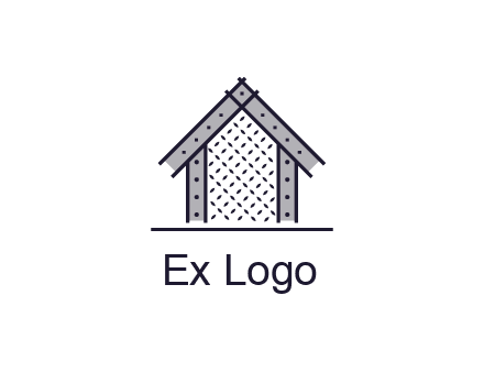construction logo with simple clothing patterns on a house