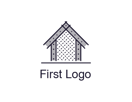 construction logo with simple clothing patterns on a house