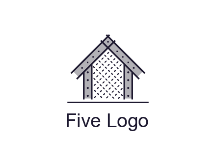 construction logo with simple clothing patterns on a house