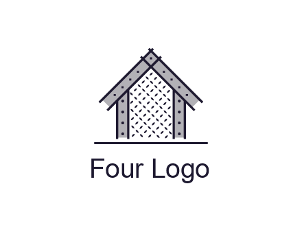 construction logo with simple clothing patterns on a house