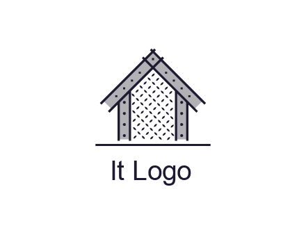 construction logo with simple clothing patterns on a house