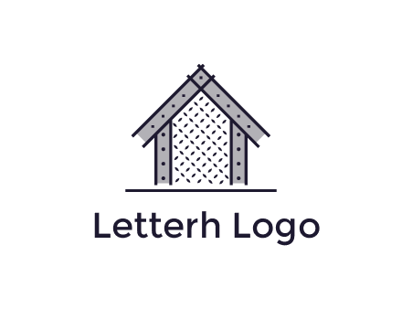 construction logo with simple clothing patterns on a house
