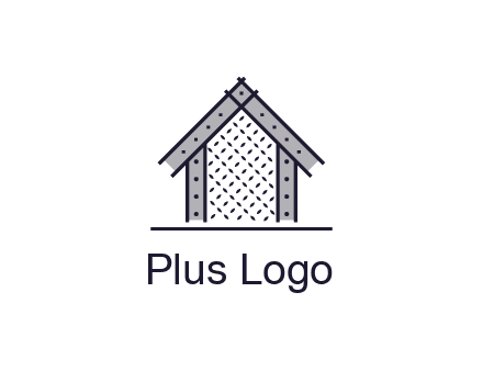 construction logo with simple clothing patterns on a house