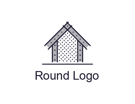 construction logo with simple clothing patterns on a house