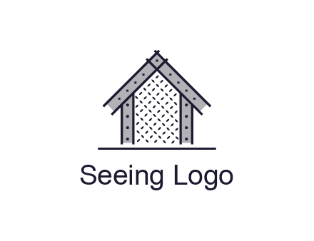 construction logo with simple clothing patterns on a house