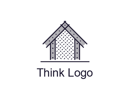 construction logo with simple clothing patterns on a house