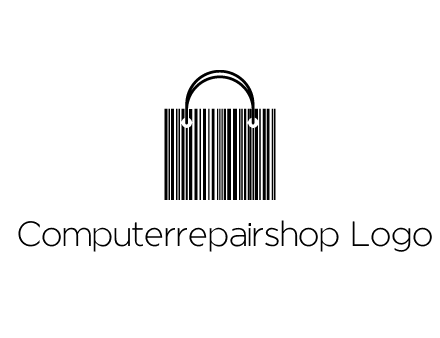 shopping bag icon made of a bar code