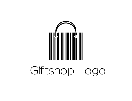 shopping bag icon made of a bar code